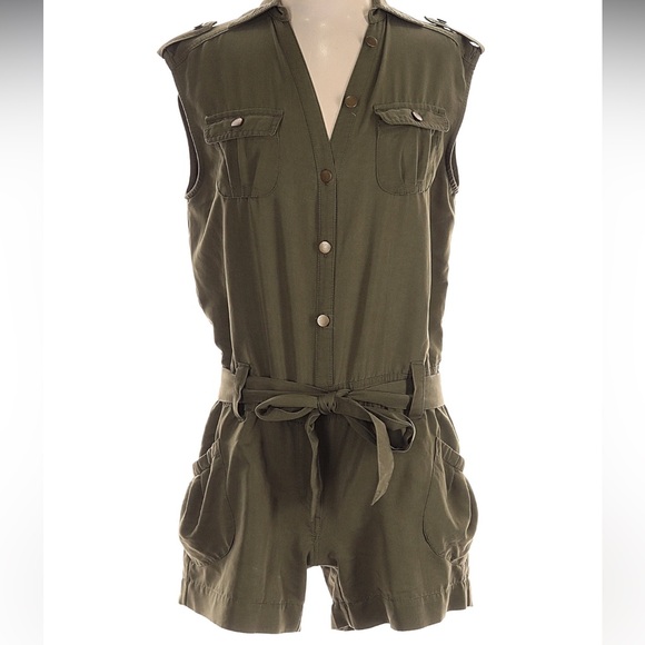 Per Se Pants - Per Se Khaki Sleeveless Romper